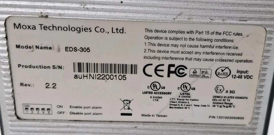 Moxa EDS-305 Etherdevice Switch 1201003050600 EDS-305 Fast Ship